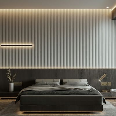 现代轻奢高级灰公寓客厅卧室