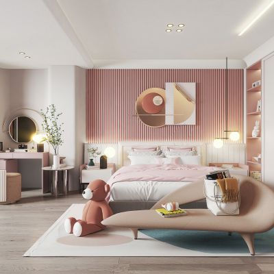 现代儿童房，女孩房