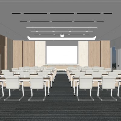 现代会议室|长条桌|办公椅|投影仪|木质双开门|百叶窗|落地窗|办公室地毯