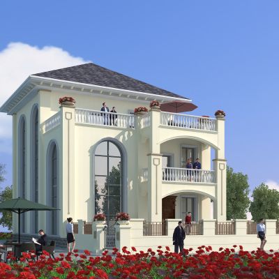 欧式别墅建筑，简欧建筑，独栋别墅，住宅建筑，景观小品，公共建筑，小公建，户外建筑，庭院