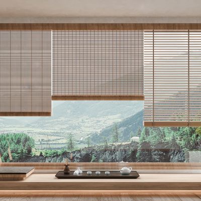 新中式竹帘卷帘