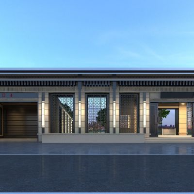 新中式 大门3D模型