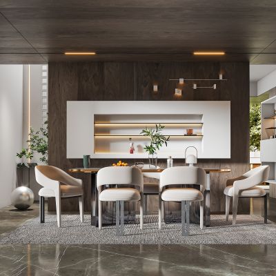 现代轻奢餐厅餐桌椅组合