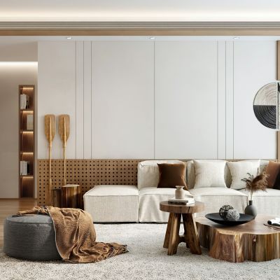 现代简约自然风客厅餐厅