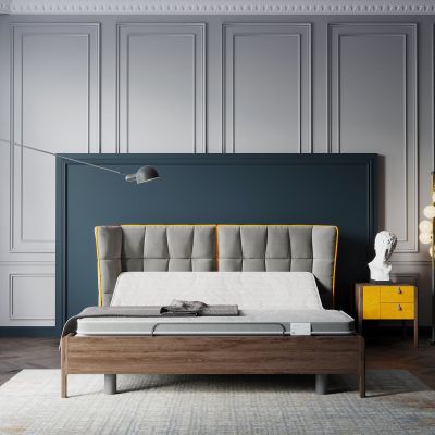 现代皮制双人床