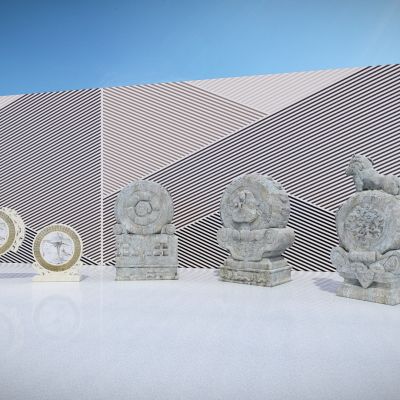 中式雕塑小品 门前石鼓雕塑 抱鼓石 四合院入口雕塑 石鼓