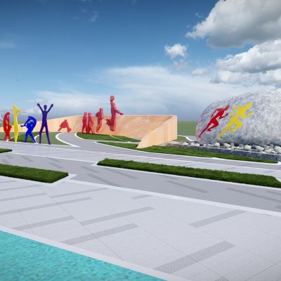 现代创意体育运动雕塑墙 人物雕塑 体育健身雕塑 景观公园雕塑 景墙