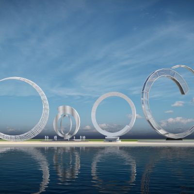 现代 景观雕塑 入口雕塑  创意雕塑 曲线半圆体雕塑  文化景观雕塑 公园广场雕塑