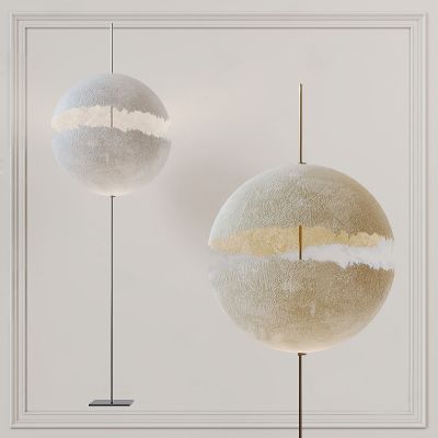 侘寂风球形裂缝落地灯