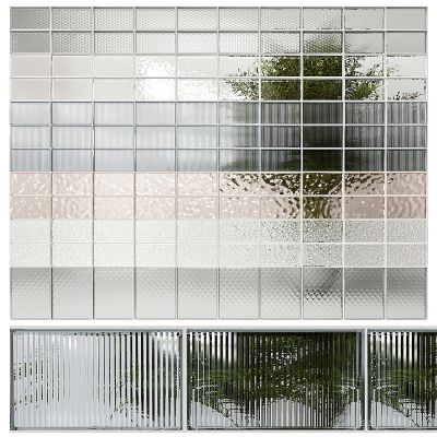 现代竖纹玻璃砖隔断