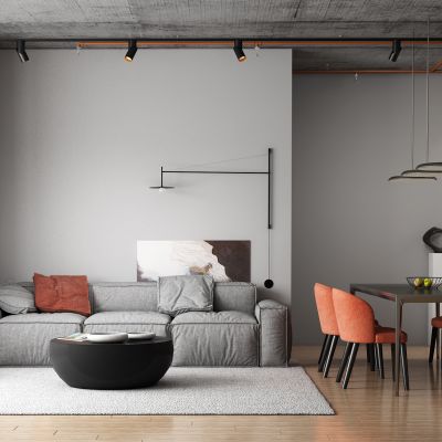 现代简约水泥灰客餐厅