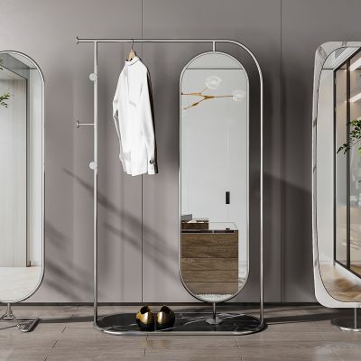 现代大理石金属落地全身镜组合