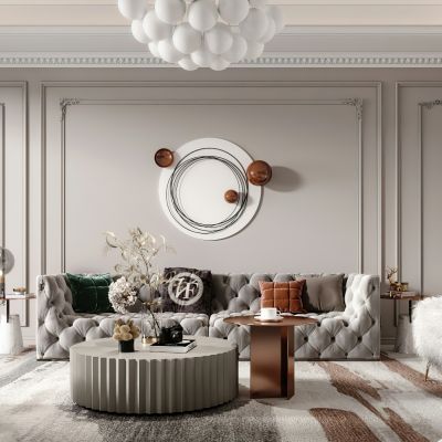 现代轻奢复式客厅餐厅