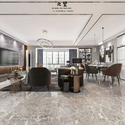 现代轻奢黑白灰客餐厅