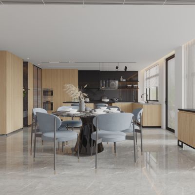 现代简约餐厅厨房