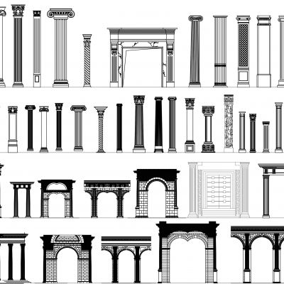 欧式立面罗马柱施工图_其他CAD图纸