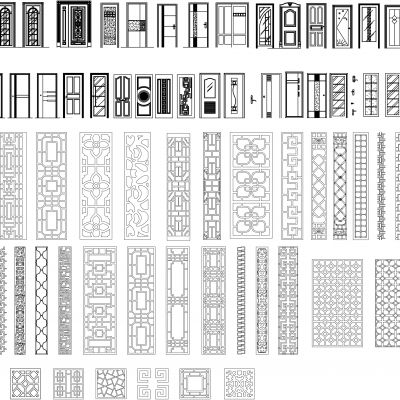 中式门窗 屏风 雕花图库 施工图 软装方案 其他CAD图纸