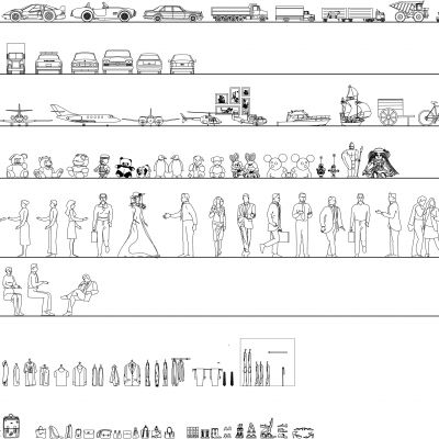 cad立面人物交通工具素材图库大全CAD图纸