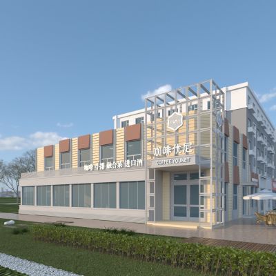 现代室外 建筑 咖啡厅