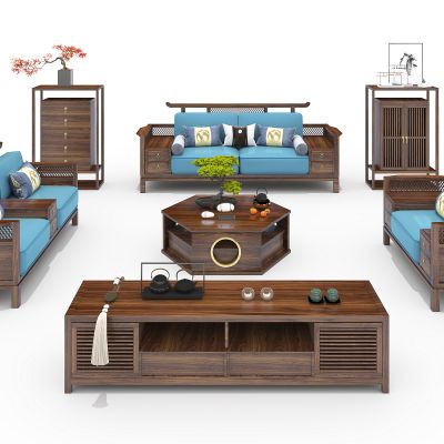 新中式实木沙发组合