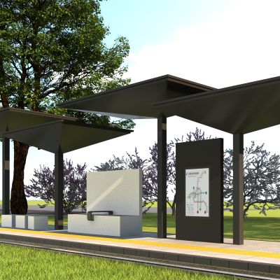 现代公交站 ，站亭3D模型