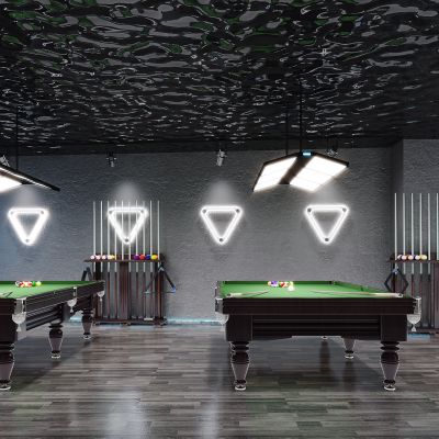 现代台球室，台球室