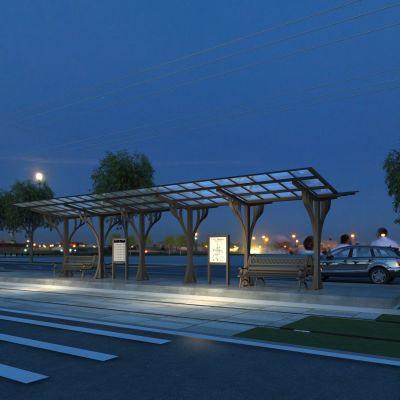 公交站  站亭  古典 欧式