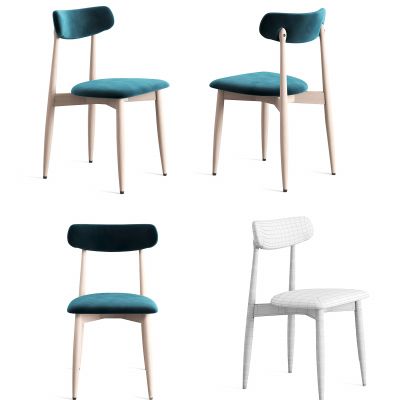 餐厅蓝色绒布椅子