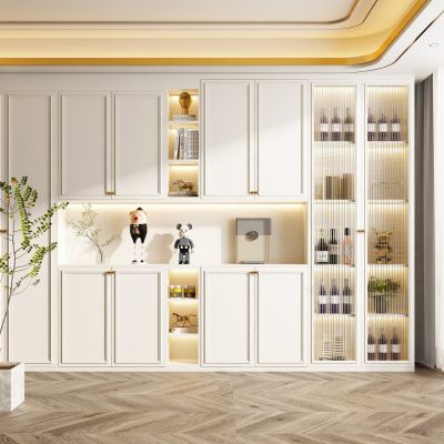 现代奶白色酒柜