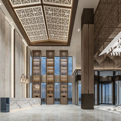 酒店大厅前台接待