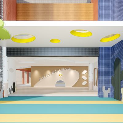 现代幼儿园门头3D模型