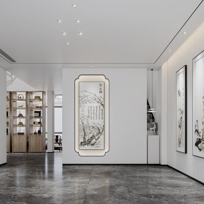 新中式别墅玄关客厅