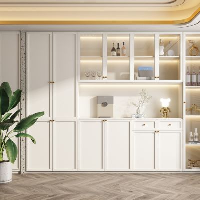 现代轻奢白色木质酒柜