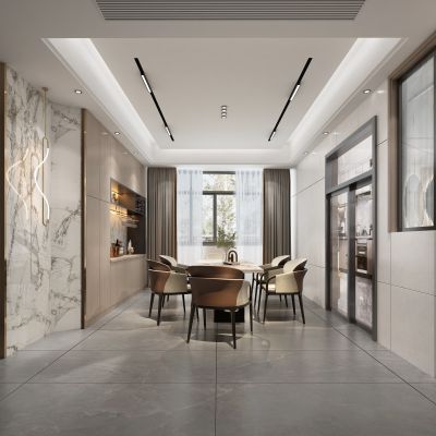 现代无主灯轻奢简约餐厅 磁吸灯