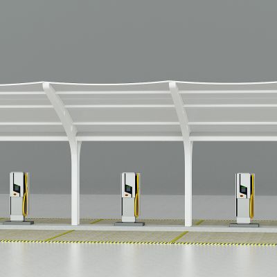 现代新能源电车充电站，充电桩，停车场充电棚，充电设备