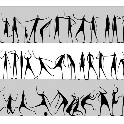  现代2D多人 艺术人物 纯黑色抽象剪影