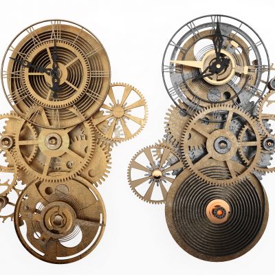 工业风机械齿轮挂钟,