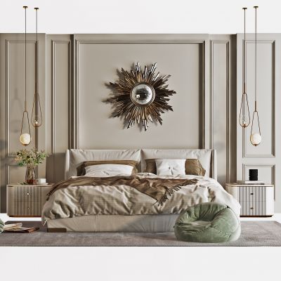 现代双人床组合