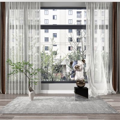 现代窗帘纱帘 雕塑摆件摆台