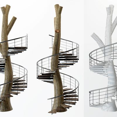 自然风树干旋钢架转楼梯