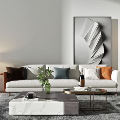 现代布艺多人沙发组合