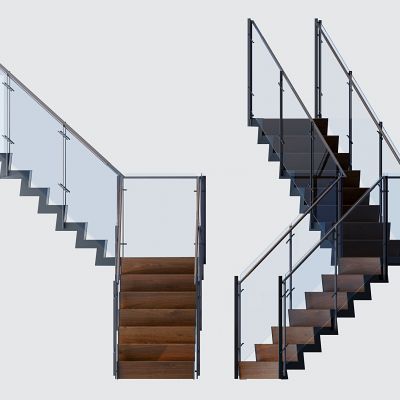 现代实木玻璃钢架楼梯