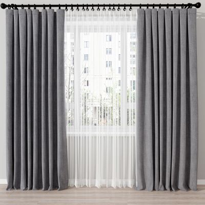 现代布艺窗帘，垂帘，窗帘杆