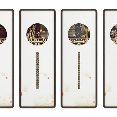 新中式四君子挂屏