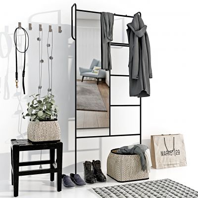 现代衣帽架穿衣镜，试衣镜