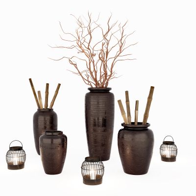 现代干枝花瓶陶瓷器皿，陶罐