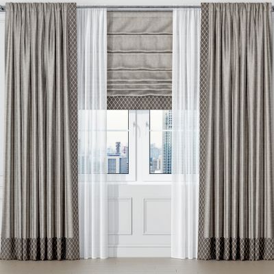 现代布艺窗帘窗纱垂帘，窗帘杆