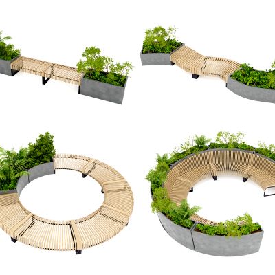 现代异形户外花箱公用椅