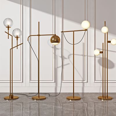 现代金属球形落地灯3D模型