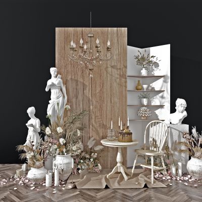 欧式石膏人物雕塑花艺摄影美陈